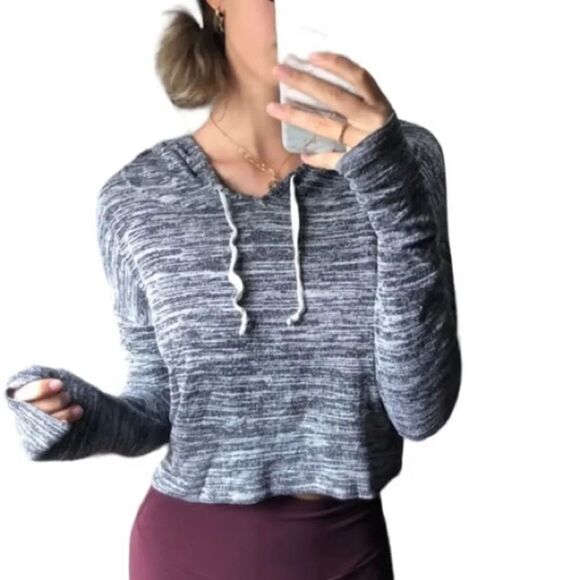 Abercrombie‎ and Fitch Grey Cropped hoodie Size Small - Picture 1 of 4